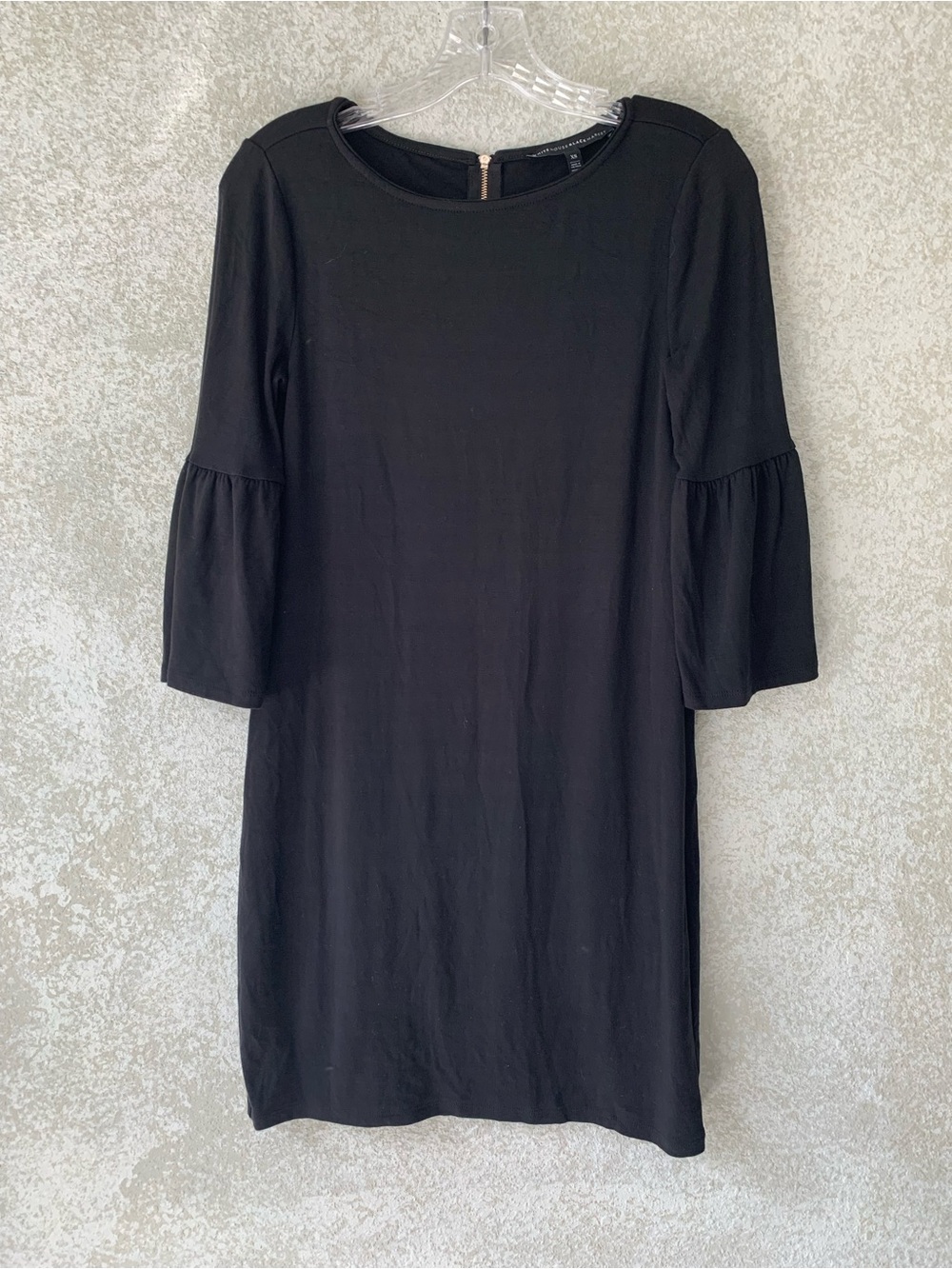 White House Black Market Black Midi Dress with Bell Sleeves XS